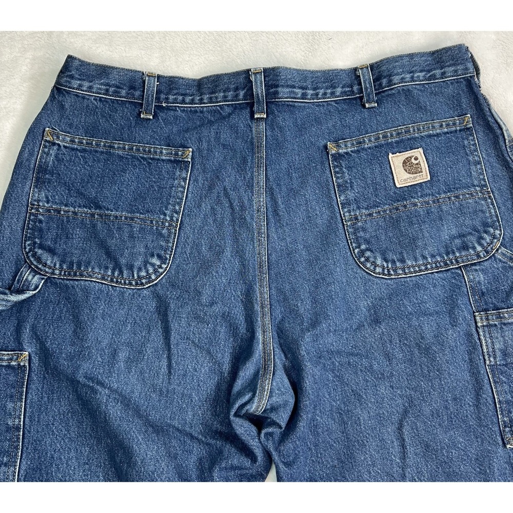 Vintage Carhartt Carpenter Jeans 40x28 Blue Denim B137 DST 90s Y2K Spun Cotton